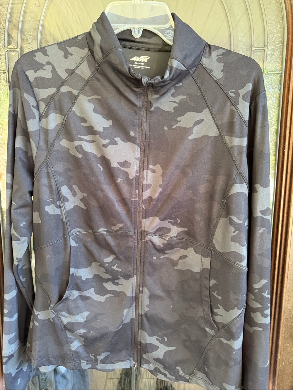 Avia Women's Black & Gray Camo Zip-Front Utility Jacket